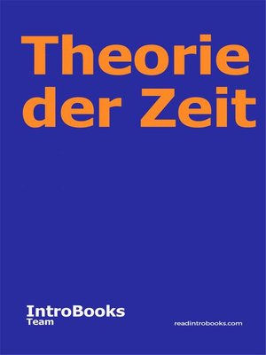 cover image of Theorie der Zeit